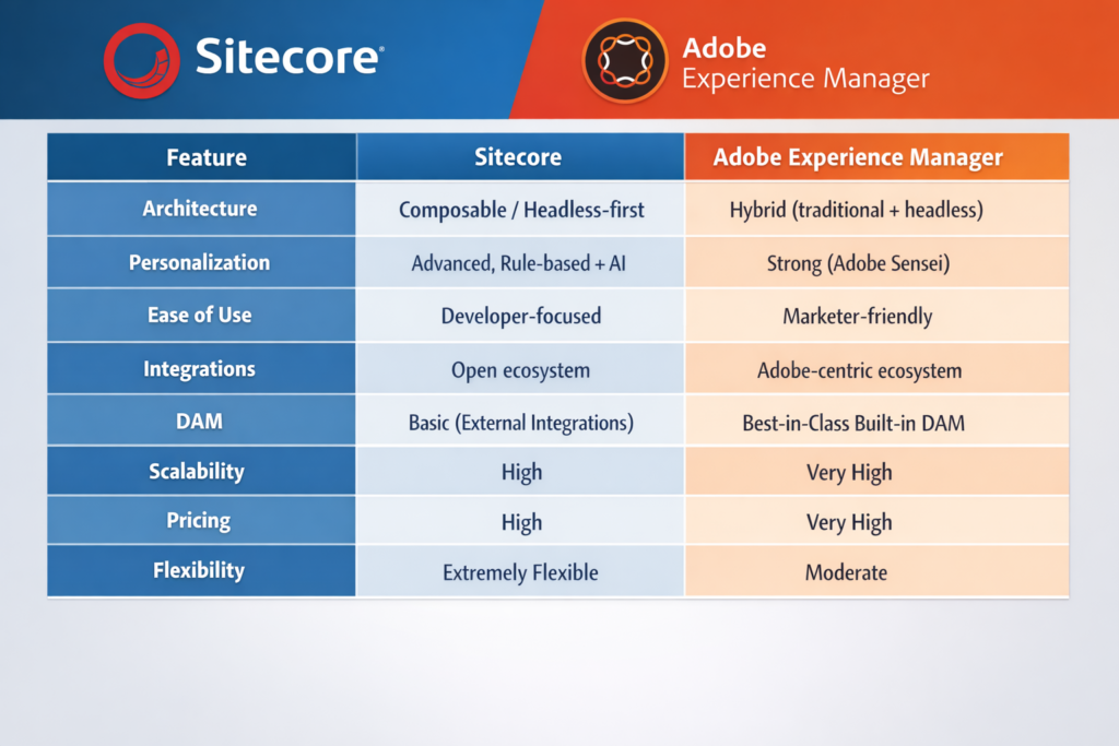 sitecore vs aem comparision