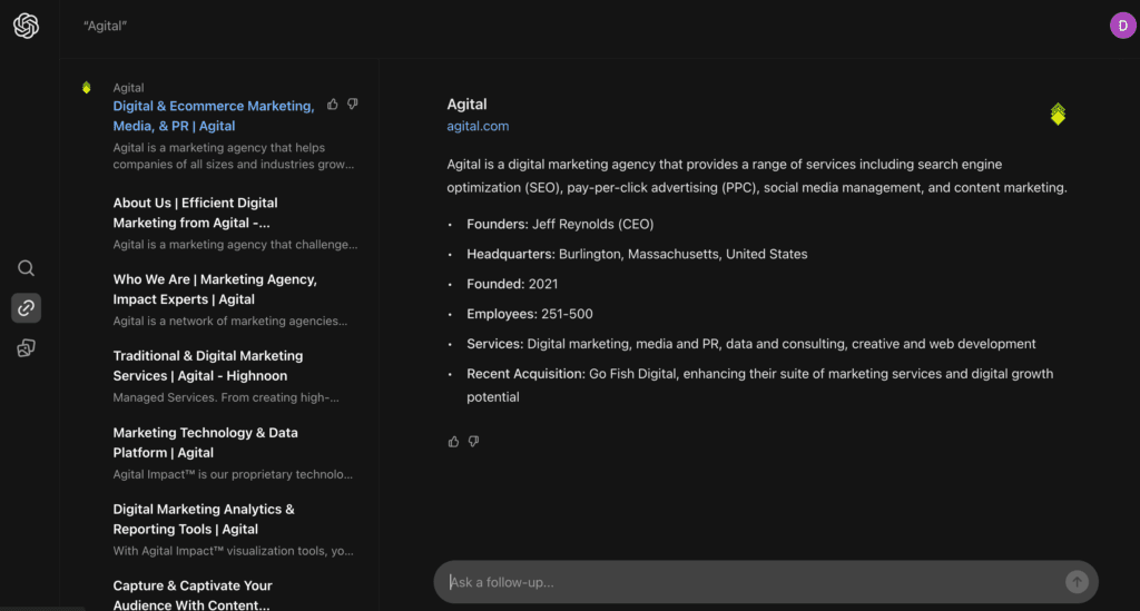 The original SearchGPT prototype interface from OpenAI