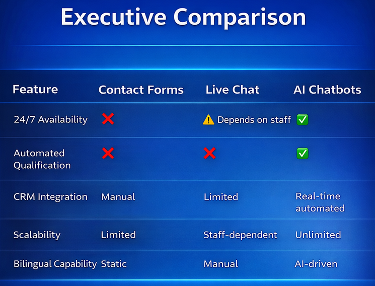 What AI Chatbots Do Differently vs Traditional Forms & Live Chat