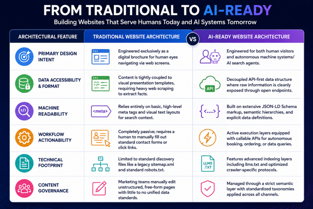 from traditional to ai websites diagram